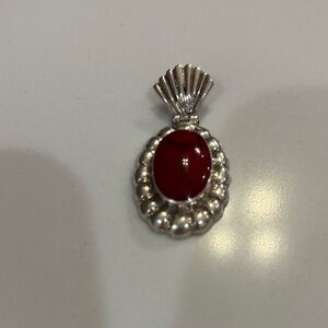 925 Sterling Silver Pendant with Red Jasper Stone Mexico